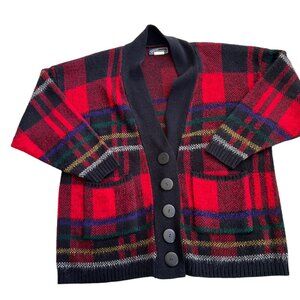 Vintage JJ Browne Plaid Sweater Cardigan L